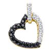 0.31 CTW Black Color Diamond Dangling Heart Pendant 10KT Yellow Gold - REF-13K4W
