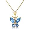 Genuine 0.60 ctw Blue Topaz Necklace Jewelry 14KT Yellow Gold - REF-23H5X