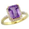 Natural 2.63 ctw amethyst & Diamond Engagement Ring 14K Yellow Gold - REF-42M8H