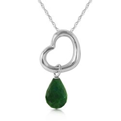 Genuine 3.3 ctw Green Sapphire Corundum Necklace Jewelry 14KT White Gold - REF-30F7Z