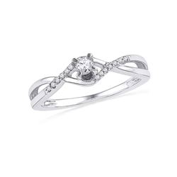 0.16 CTW Diamond Solitaire Bridal Engagement Ring 10KT White Gold - REF-19K4W