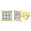 Image 1 : 0.23 CTW Diamond Square Cluster Earrings 10KT Yellow Gold - REF-10X5Y
