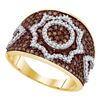 Image 1 : 1 CTW Brown Color Diamond Starburst Fashion Ring 10KT Yellow Gold - REF-52W4K