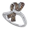 0.50 CTW Brown Color Diamond Knot Bow Ring 10KT White Gold - REF-34N4F
