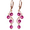 Genuine 4.95 ctw Pink Topaz Earrings Jewelry 14KT Rose Gold - REF-55H2X