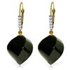Genuine 31.15 ctw Black Spinel & Diamond Earrings Jewelry 14KT Yellow Gold - REF-50F5Z