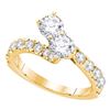 1.01 CTW Diamond 2-stone Bridal Wedding Engagement Ring 14KT Yellow Gold - REF-112Y5X