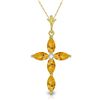 Genuine 1.23 ctw Citrine & Diamond Necklace Jewelry 14KT Yellow Gold - REF-30Y3F