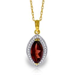 Genuine 2.15 ctw Garnet & Diamond Necklace Jewelry 14KT Yellow Gold - REF-62A3K