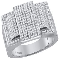 0.75 CTW Mens Diamond Rectangle Cluster Ring 10KT White Gold - REF-71X9Y