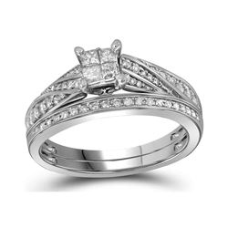 0.50 CTW Princess Diamond Bridal Engagement Ring 10KT White Gold - REF-59N9F