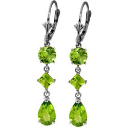 Genuine 6.3 ctw Peridot Earrings Jewelry 14KT White Gold - REF-52R2P