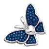 0.16 CTW Blue Color Diamond Butterfly Bug Pendant 10KT White Gold - REF-14Y9X