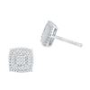 0.50 CTW Diamond Square Cluster Screwback Earrings 10KT White Gold - REF-31H4M