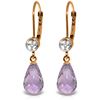 Genuine 4.53 ctw Amethyst & Diamond Earrings Jewelry 14KT Rose Gold - REF-29Z3N