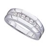 0.50 CTW Mens Channel-set Diamond Flat Surface Wedding Ring 14KT White Gold - REF-75F2N