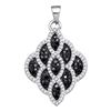 0.63 CTW Black Color Diamond Honeycomb Cluster Pendant 10KT White Gold - REF-34F4N