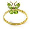 Genuine 0.60 ctw Peridot Ring Jewelry 14KT Yellow Gold - REF-28H9X