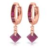 Image 1 : Genuine 3.7 ctw Ruby Earrings Jewelry 14KT Rose Gold - REF-60W3Y