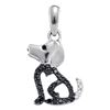 0.13 CTW Black Color Diamond Puppy Doggy Dog Canine Pendant 10KT White Gold - REF-8X9Y