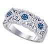 Image 1 : 0.40 CTW Blue Color Diamond Cluster Filigree Ring 10KT White Gold - REF-31F4N