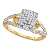 Image 1 : 0.15 CTW Diamond Cluster Split-shank Ring 10KT Yellow Gold - REF-18N7F