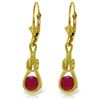 Image 1 : Genuine 1.30 ctw Ruby Earrings Jewelry 14KT Yellow Gold - REF-54H5X