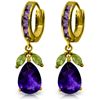 Image 1 : Genuine 14.3 ctw Amethyst & Peridot Earrings Jewelry 14KT Yellow Gold - REF-82P9H