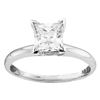 Image 1 : 0.25 CTW Princess Diamond Solitaire Bridal Engagement Ring 14KT White Gold - REF-37F5N