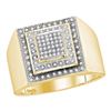 Image 1 : 0.30 CTW Mens Diamond Square Cluster Ring 10KT Yellow Gold - REF-44K9W