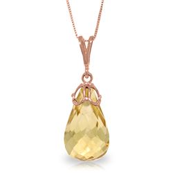 Genuine 7 ctw Citrine Necklace Jewelry 14KT Rose Gold - REF-25K3V