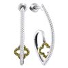 0.25 CTW Green Color Diamond Dangle Earrings 10KT White Gold - REF-37M5H
