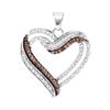 0.35 CTW Cognac-brown Color Diamond Heart Pendant 10KT White Gold - REF-28H4M