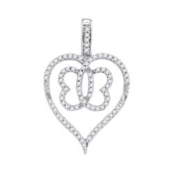 0.33 CTW Diamond Heart Butterfly Pendant 10KT White Gold - REF-20F9N