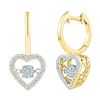 Image 1 : 0.27 CTW Diamond Heart Moving Twinkle Dangle Earrings 10KT Yellow Gold - REF-41F9N