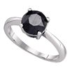 Image 1 : 2.05 CTW Black Color Diamond Solitaire Bridal Ring 10KT White Gold - REF-40K4W
