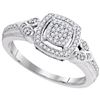 Image 1 : 0.20 CTW Diamond Square Halo Cluster Ring 10KT White Gold - REF-26F9N