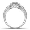 Image 2 : 0.20 CTW Diamond Square Halo Cluster Ring 10KT White Gold - REF-26F9N