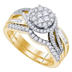 0.75 CTW Princess Diamond Soleil Bridal Engagement Ring 14KT Yellow Gold - REF-104X9Y