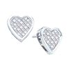 Image 1 : 0.50 CTW Princess Diamond Cluster Heart Screwback Stud Earrings 14KT White Gold - REF-52F4N