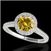 Image 1 : 1.55 CTW Certified Si/I Fancy Intense Yellow Diamond Solitaire Halo Ring 10K White Gold - REF-234A5X