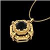 Image 2 : 0.75 CTW Fancy Black Diamond Solitaire Art Deco Stud Necklace 18K Yellow Gold - REF-80W2F - 37459