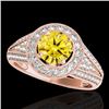Image 1 : 1.7 CTW Certified Si/I Fancy Intense Yellow Diamond Solitaire Halo Ring 10K Rose Gold - REF-233A6X -