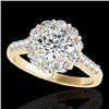Image 1 : 2.75 CTW H-SI/I Certified Diamond Solitaire Halo Ring 10K Yellow Gold - REF-470W9F - 33429