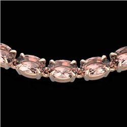 28 CTW Morganite Eternity Tennis Necklace 14K Rose Gold - REF-326Y9K - 23378