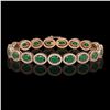 Image 1 : 15.2 CTW Emerald & Diamond Halo Bracelet 10K Rose Gold - REF-255Y3K - 40452