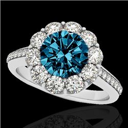 2.75 CTW Si Certified Fancy Blue Diamond Solitaire Halo Ring 10K White Gold - REF-309W3F - 33256