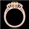 Image 4 : 1.66 CTW Intense Fancy Yellow Diamond Art Deco 3 Stone Ring 18K Rose Gold - REF-254F5N - 38058
