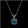 Image 4 : 1.50 CTW Certified Intense Blue SI Diamond Solitaire Necklace 10K Rose Gold - REF-202H5A - 33227