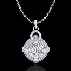 1.57 CTW VS/SI Diamond Micro Pave Stud Necklace 18K White Gold - REF-229A3X - 36953